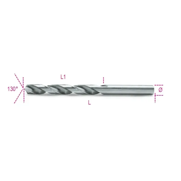 Beta 412/SP25P Twist drills with cylindrical shanks, short series, HSS, entirely ground glossy finishing - Image 2